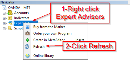 Refresh Metatrader EAs