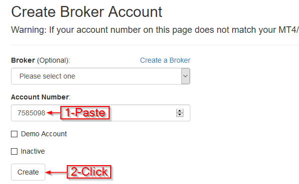 Paste Metatrader Broker Account Number